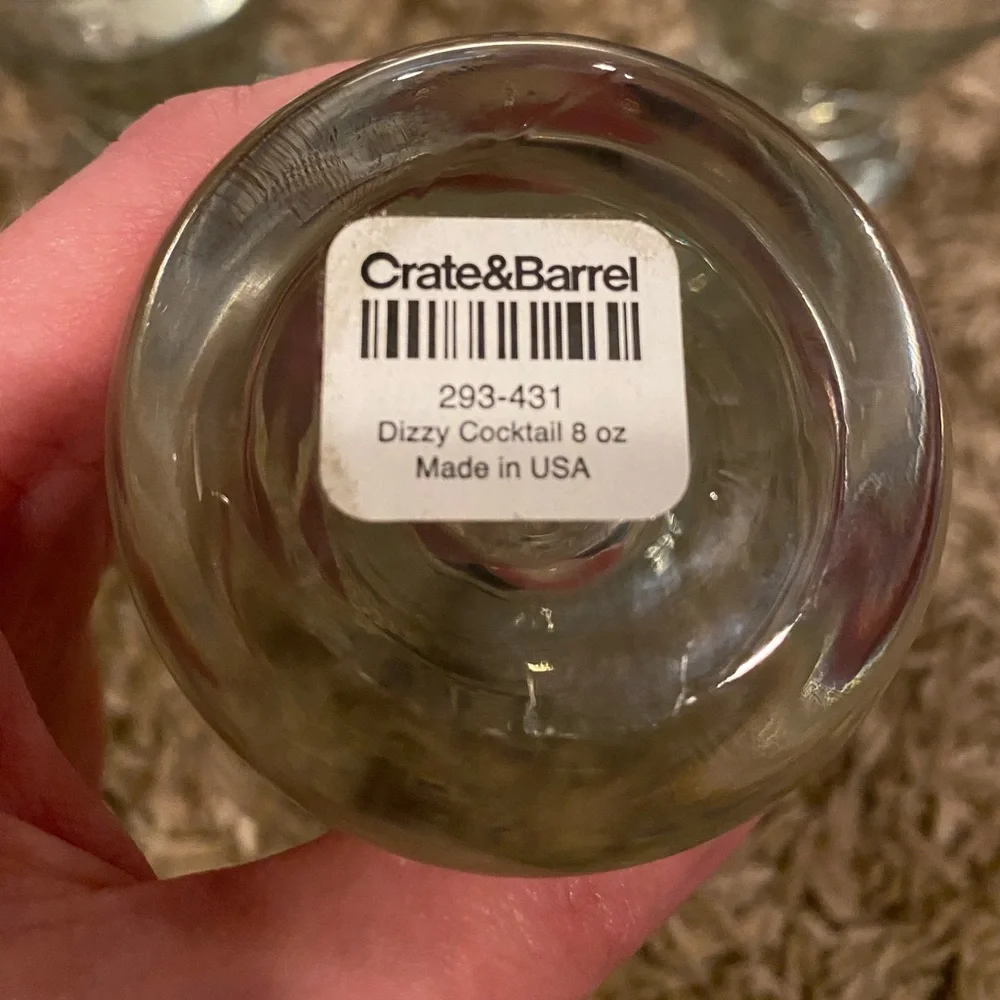 Set of 4 brand new Dizzy cocktail glasses by Crate & Barrel